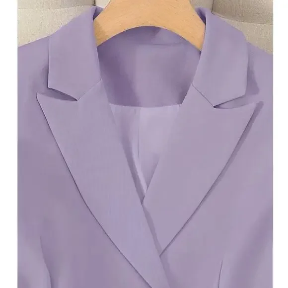 NWT ~ Women's 2 Piece Violet Purple Lined Business Pant Suit & Belt ~ Size XL - Picture 3 of 5